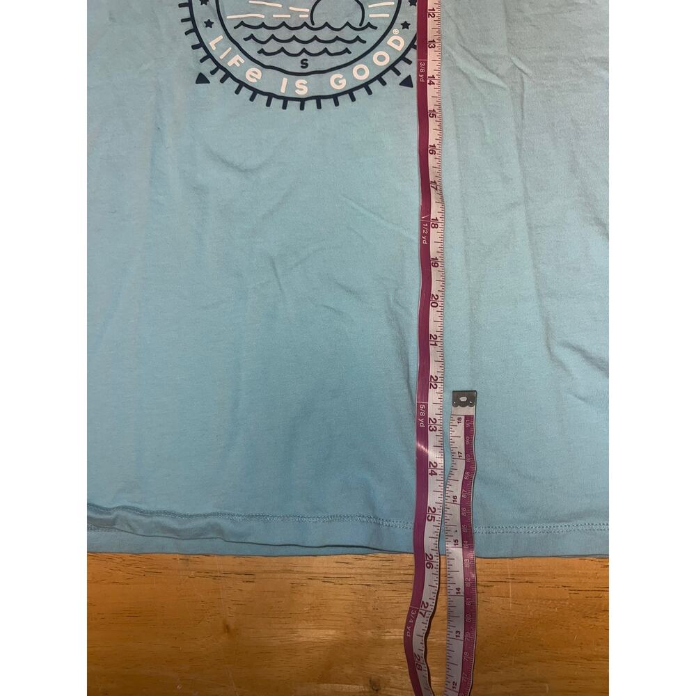 Womens Life Is Good Beach Shirt Follow The Sun Light Blue Top Tee Women Large - Picture 7 of 7